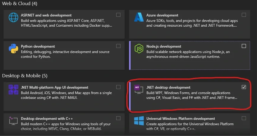 Select the module in the installer